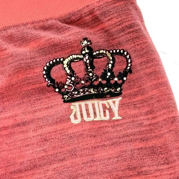Vintage Juicy Couture Velour Cropped Track Pants Sweatpants Crown Logo Size M - Picture 3 of 7